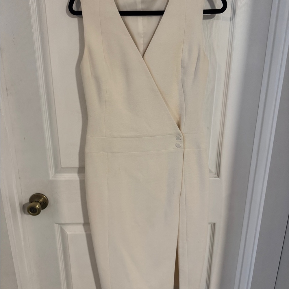 Jason Wu Cream Long Sleeve Sheath Dress V-Neck Cocktail